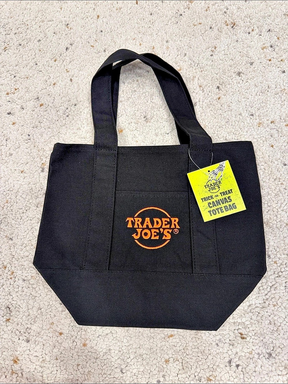 Trader Joe's Trick-or-Treat Mini Canvas Tote Bag Black